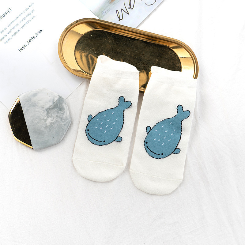 Spring And Summer Men And Women On The Streets Cotton Socks Cute Cartoon Animals School Shallow Mouth Socks Wholesale